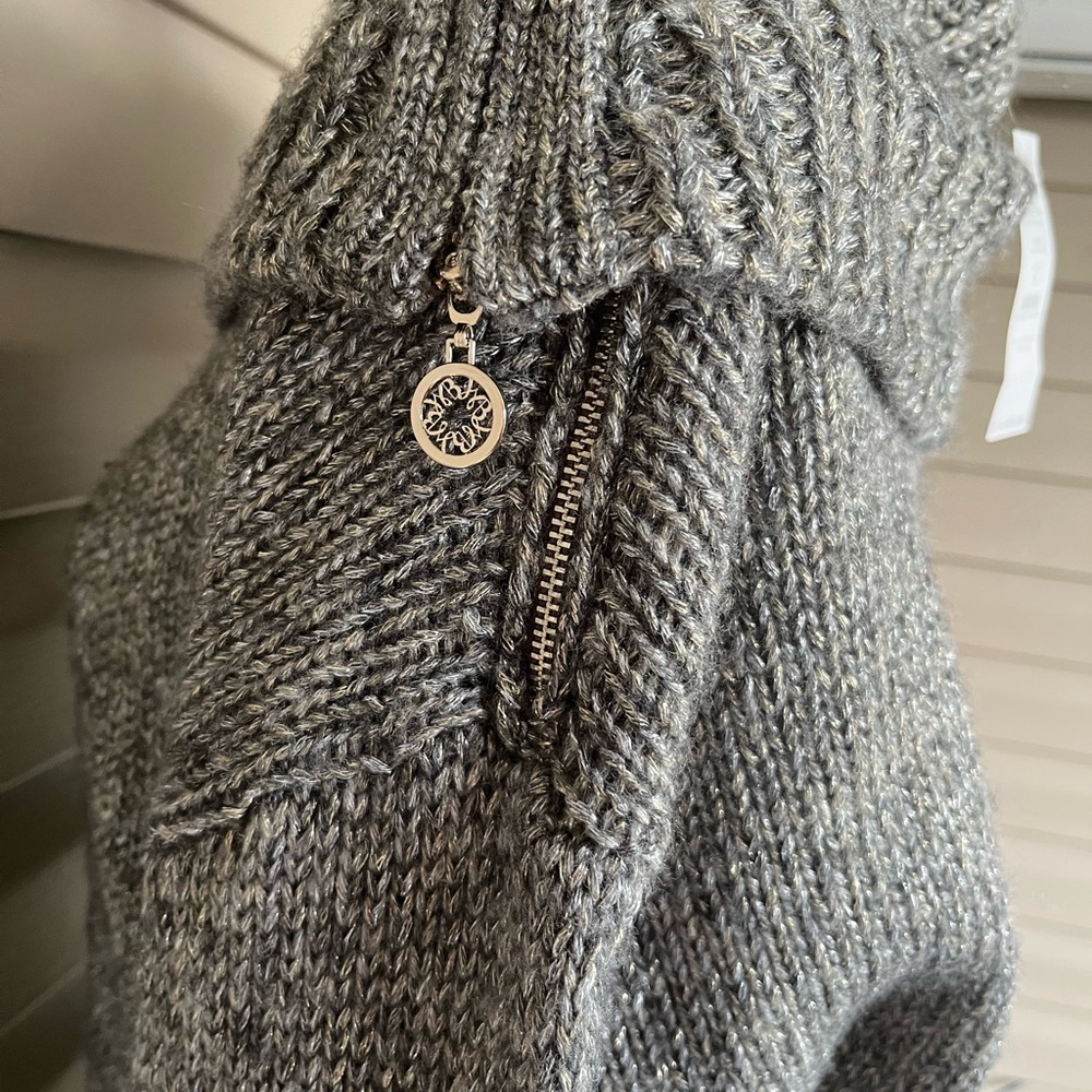 WHBM $99 Zip Neck Dolman Sleeve Pullover - Picture 3 of 10